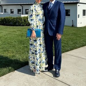 Elegant Floral Long Sleeve Maxi Dress